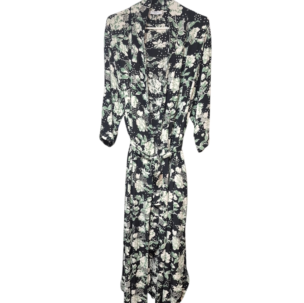 Smash + Tess Floral Medium Large Black Cream Green Duster Robe - Picture 2 of 12